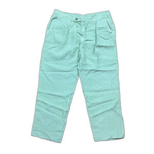 Van Gils Green Casual Cool Modern Fit Linen Pants  Mens Size 54 Waist: 36"